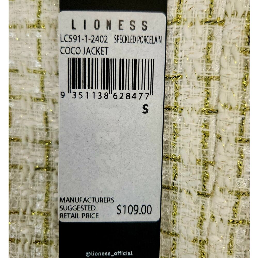 LIONESS Tweed‎ Blazer Ivory Metallic Academia Elle | NWT $109 - Picture 8 of 10